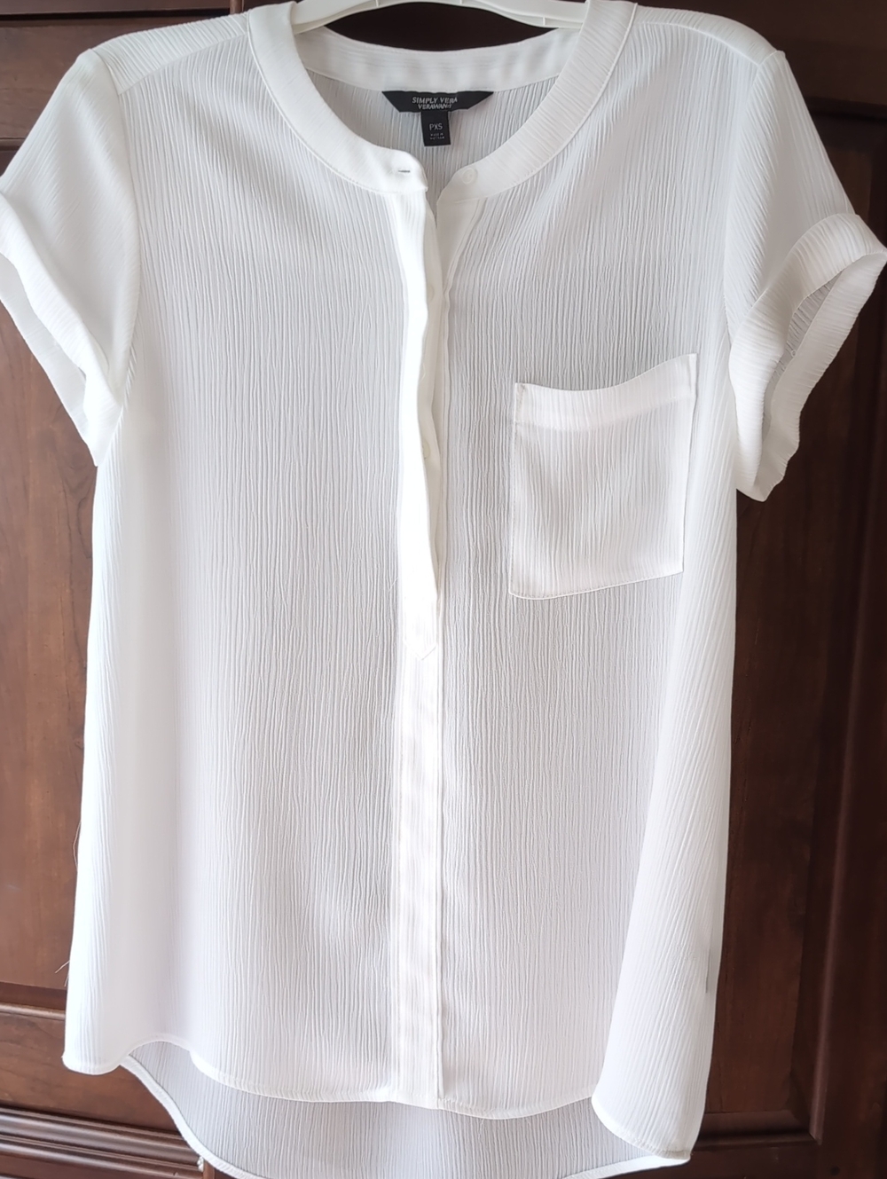 Simply Vera White Short-Sleeve Button Front Blouse